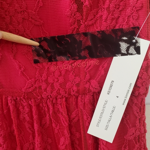 Cherry Red Lace Dress, Cap Sleeve, Wedding Guest, Prom, Dates, Valentine, NWT - Picture 12 of 13